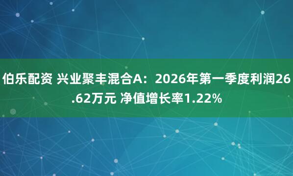 伯乐配资 兴业聚丰混合A：2026年第一季度利润26.62万元 净值增长率1.22%